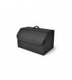 Organizator portbagaj auto Premium din piele ecologica negru cu cusatura neagra 55x30x30 cm Cod: RAZ451