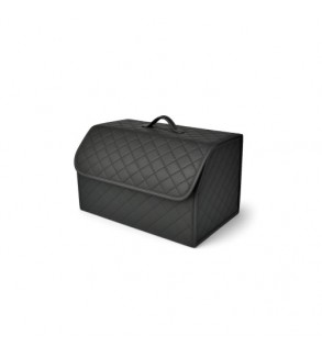 Organizator portbagaj auto Premium din piele ecologica negru cu cusatura neagra 55x30x30 cm Cod: RAZ451