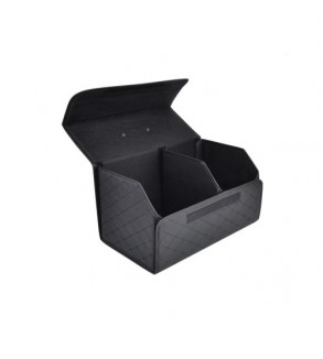 Organizator portbagaj auto Premium din piele ecologica negru cu cusatura neagra 55x30x30 cm Cod: RAZ451