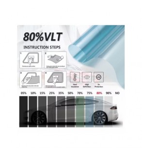 Folie auto ceramica omologata geamuri fata VLT 80% 10m x 0.5m cu 5 certificate RAR Cod: C8080