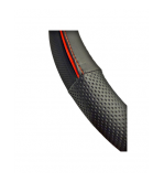 Husa volan auto premium imitatie piele M 38 cm negru cu linie rosie Cod: WPU02B