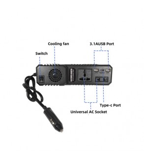 Invertor auto 12V 220V 200W port USB Type-C protectii multiple Cod: FS-1666