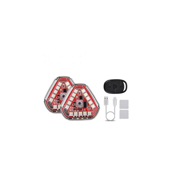 Set 2 lampi magnetice triunghi flash cu telecomanda si baterie reincarcabila RGB+W Cod: HH-037