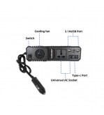 Invertor auto 12V 220V 200W port USB Type-C protectii multiple Cod: FS-1666