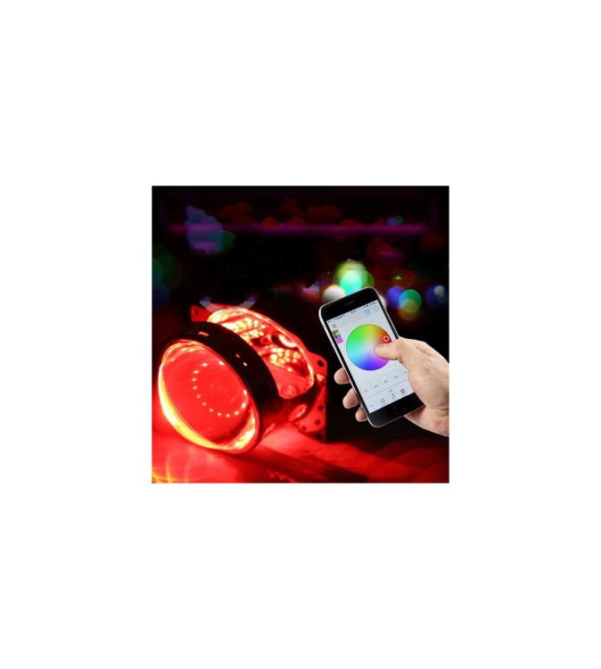Led devil eyes LED RGB magic color pentru lupe far Control cu aplicatie pe telefon Voltaj 12V Cod: OSR-RGB-02APP