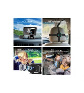 Kit camera auto pentru bebelusi cu monitor 4.3 inch cu fir pentru vizualizare in timp real Cod: A4214