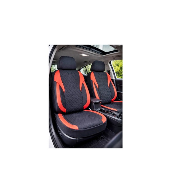 Huse scaune auto universale fractionate XL Premium compatibile SUV si Limuzine negru rosu Cod: HNG2504-1