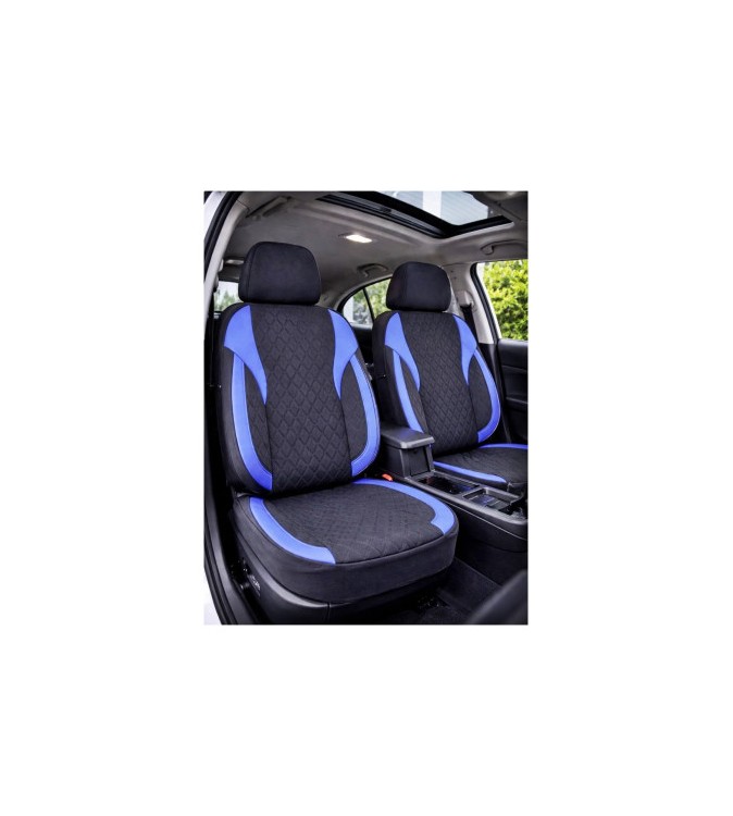 Huse scaune auto universale fractionate Premium fata si spate compatibile dimensiuni standard negru albastru Cod: HNG1101-2