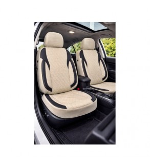 Huse scaune auto universale fractionate Premium fata si spate compatibile dimensiuni standard bej negru Cod: HNG1101-3