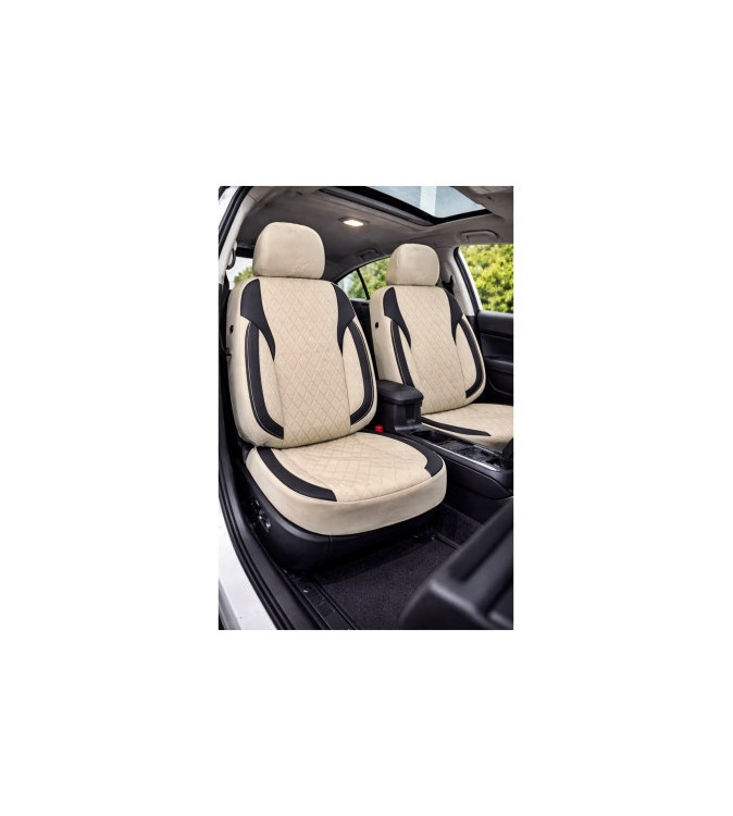 Huse scaune auto universale fractionate Premium fata si spate compatibile dimensiuni standard bej negru Cod: HNG1101-3