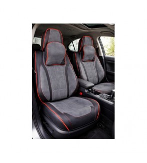 Huse scaune auto universale fractionate 9D  Premium fata si spate negru cusatura rosie Cod: HNG1407-5