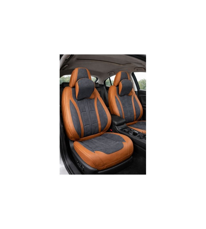Huse scaune auto universale fractionate 9D fata si spate maro gri antracit Cod: HNG1407-1