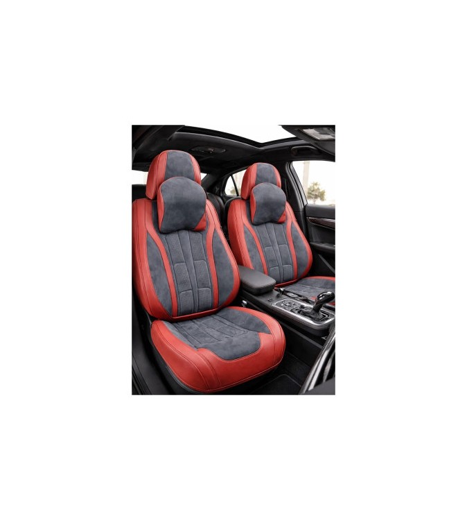 Huse scaune auto universale fractionate 9D Premium fata si spate rosu  gri antracit Cod: HNG1407-7