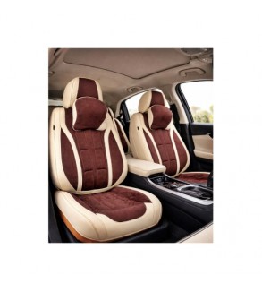 Huse scaune auto universale fractionate 9D Premium fata si spate bej maro cafea Cod: HNG1407-3