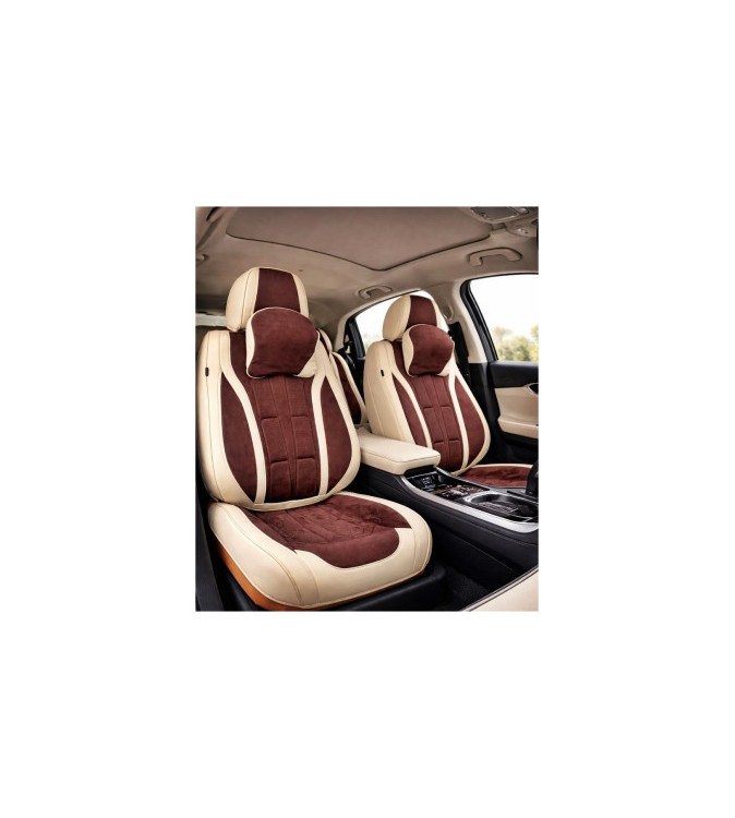 Huse scaune auto universale fractionate 9D Premium fata si spate bej maro cafea Cod: HNG1407-3