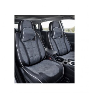 Huse scaune auto universale fractionate 9D Premium fata si spate negru gri antracit cusaturi gri Cod: HNG1407-4