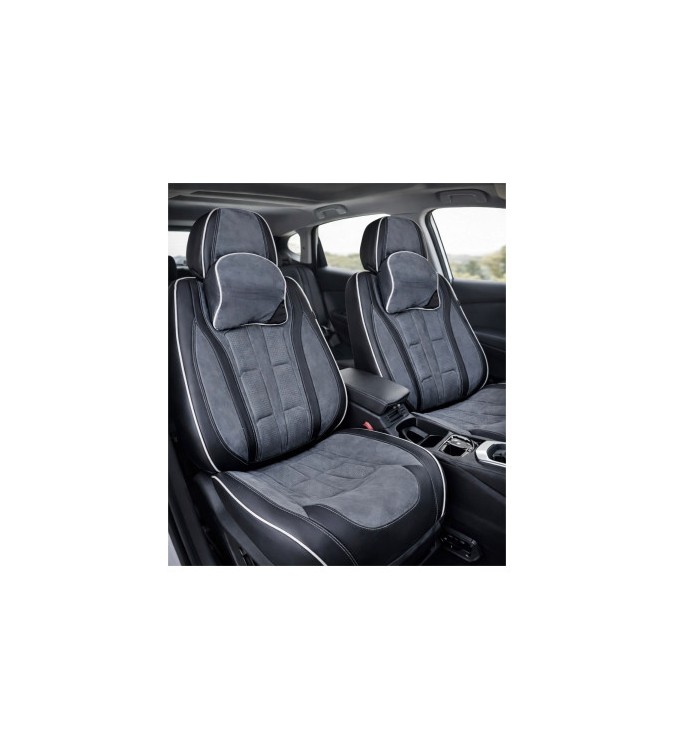 Huse scaune auto universale fractionate 9D Premium fata si spate negru gri antracit cusaturi gri Cod: HNG1407-4