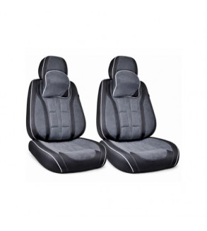 Huse scaune auto universale fractionate 9D Premium fata si spate negru gri antracit cusaturi gri Cod: HNG1407-4