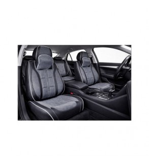 Huse scaune auto universale fractionate 9D Premium fata si spate negru gri antracit cusaturi gri Cod: HNG1407-4