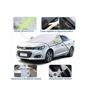 Parasolar exterior iarna vara cu protectie oglinzi, geamuri fata laterale si capota 234x144cm Cod: CST-234144