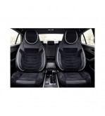 Huse scaune auto universale fractionate Premium cu tetiera fata incorporata negru cu cusatura alba Cod: HNG-C509-1