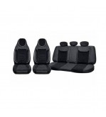 Huse scaune auto universale fractionate Premium cu tetiera fata incorporata negru cu cusatura alba Cod: HNG-C509-1