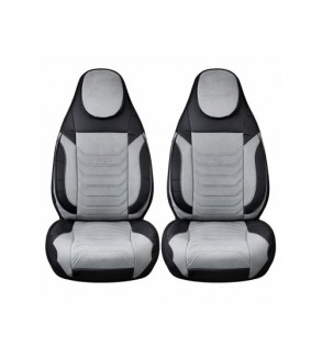 Huse scaune auto universale fractionate Premium cu tetiera fata incorporata negru cu gri Cod: HNG-C509-2