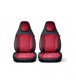 Huse scaune auto universale fractionate Premium cu tetiera fata incorporata negru cu visiniu Cod: HNG-C509-4