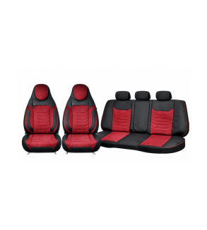 Huse scaune auto universale fractionate Premium cu tetiera fata incorporata negru cu visiniu Cod: HNG-C509-4