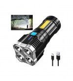 Lanterna tactica reincarcabila 4 LED puternice + COB lateral USB rezistenta la apa MIV