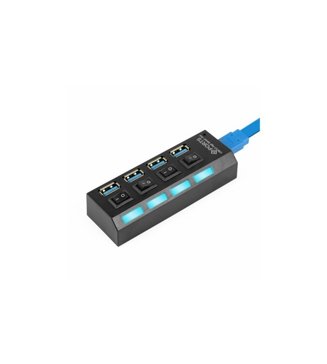 Adaptor USB multiplu 4 porturi USB 2.0 High Speed cu intrerupator LED si alimentare DC