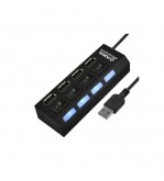 Adaptor USB multiplu 4 porturi USB 2.0 High Speed cu intrerupator LED si alimentare DC