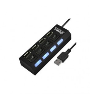 Adaptor USB multiplu 4 porturi USB 2.0 High Speed cu intrerupator LED si alimentare DC