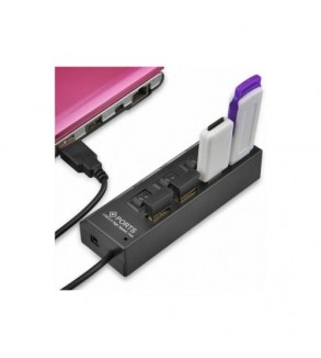 Adaptor USB multiplu 4 porturi USB 2.0 High Speed cu intrerupator LED si alimentare DC