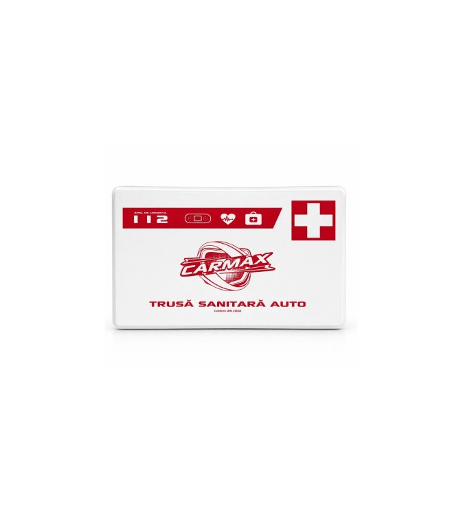 Trusa medicala auto de prim ajutor cutie plastic alba conform DIN13164