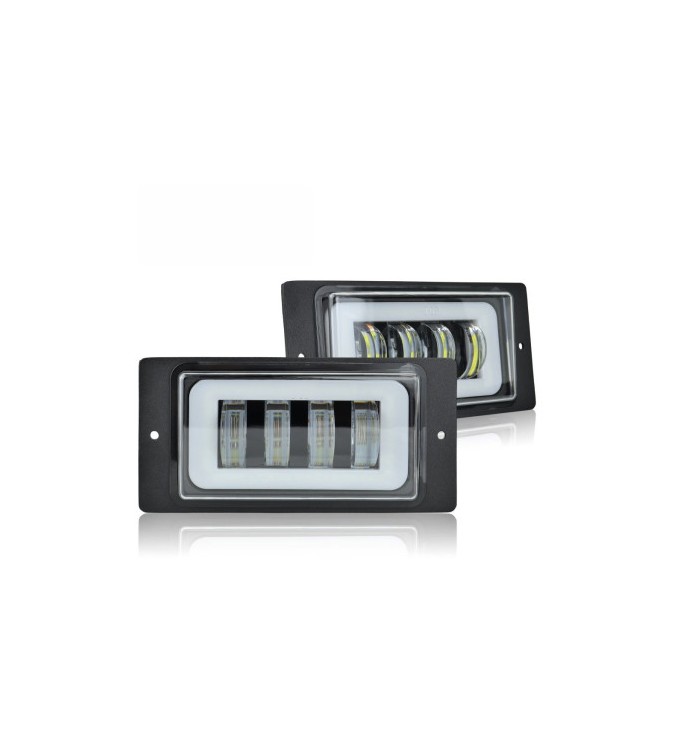 Set proiectoareLED auto 15W cu angel eyes DRL alb sau galben 12V 24V Cod: HH-LD4