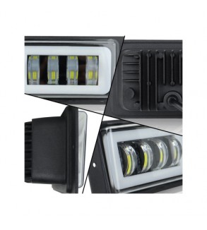 Set proiectoareLED auto 15W cu angel eyes DRL alb sau galben 12V 24V Cod: HH-LD4