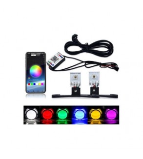 Led devil eyes RGB auto pentru lupe far control aplicatie telefon 12V Cod: OSR-RGB-03APP