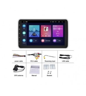 Radio auto 1DIN MP3 MP5 player Android ecran reglabil 360 grade 10 inch IPS 4GB RAM 64GB CarPlay Android Auto Cod: JM3004