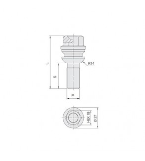 Prezon janta auto M14x1.5 58mm MW R14 con rotund cheie HEX19 Cod: B657