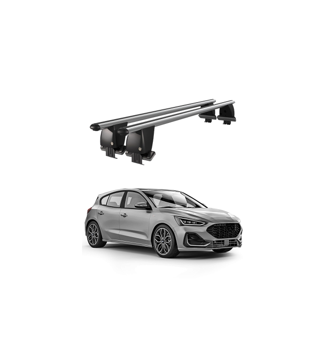 Bare transversale portbagaj auto aluminiu compatibile plafon neted Ford Focus IV 2018-> argintii sau negre Cod: CB200101 Kit-105