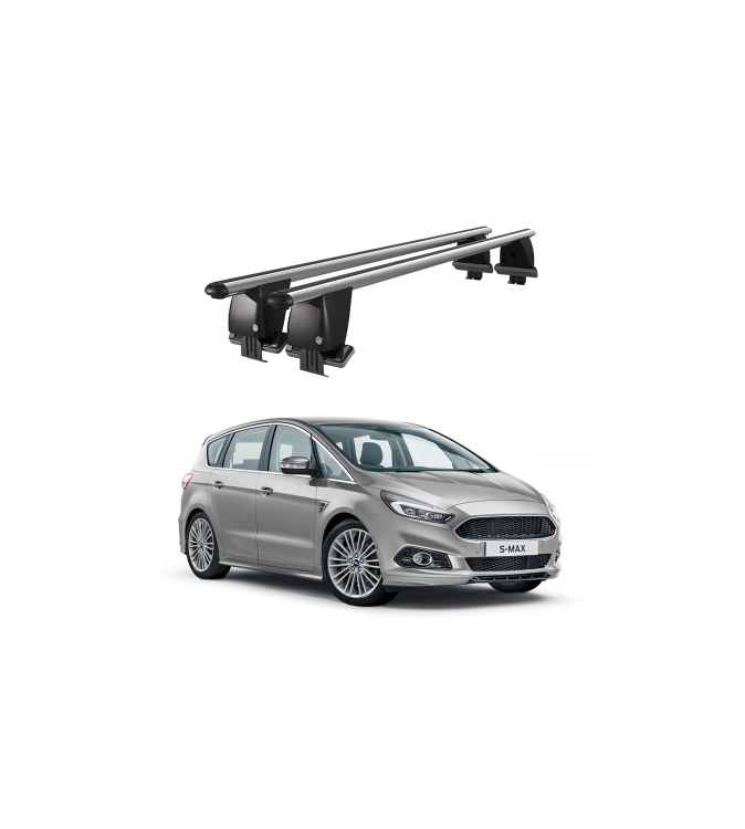 Bare transversale portbagaj auto aluminiu compatibile plafon neted Ford S-Max II 2015-> argintii sau negre Cod: CB200101 Kit-108