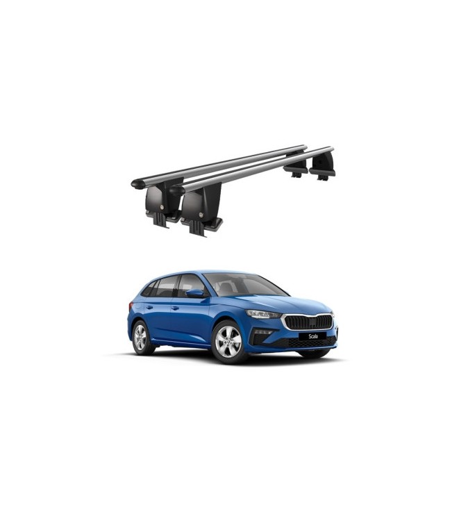 Bare transversale portbagaj auto aluminiu compatibile plafon neted Skoda Scala 2019-> argintii sau negre Cod: CB200101 Kit-105
