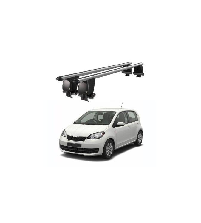 Bare transversale portbagaj auto aluminiu compatibile plafon neted Skoda Citigo 2012-> argintii sau negre Cod: CB200101 Kit-103