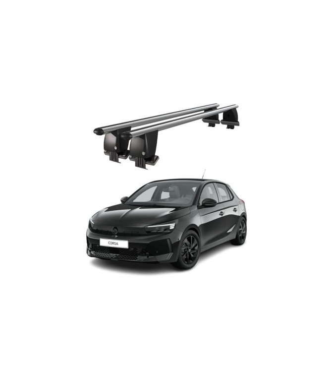 Bare transversale portbagaj auto aluminiu compatibile plafon neted Opel Corsa F 2019-> argintii sau negre Cod: CB200101 Kit-107
