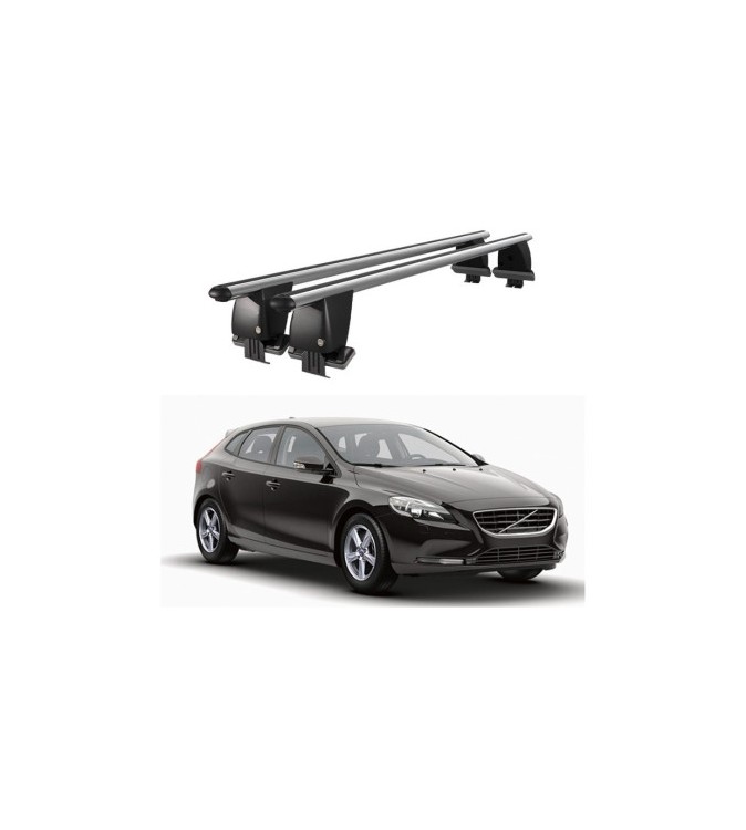 Bare transversale portbagaj auto aluminiu compatibile plafon neted Volvo V40 2012-2016 argintii sau negre Cod: CB200101 Kit-104