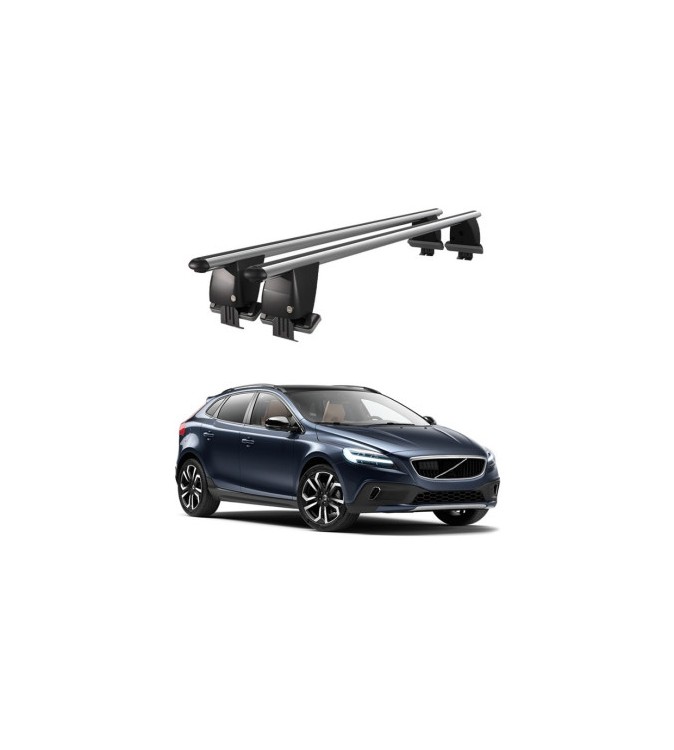 Bare transversale portbagaj auto aluminiu compatibile plafon neted Volvo V40 2016-> argintii sau negre Cod: CB200101 Kit-104