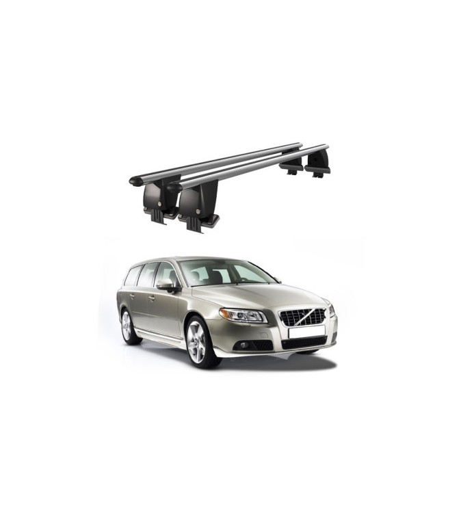 Bare transversale portbagaj auto aluminiu compatibile plafon neted Volvo V70 2007-2016 argintii sau negre Cod: CB200101 Kit-104