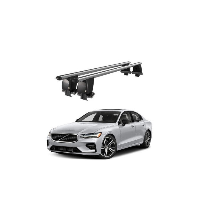 Bare transversale portbagaj auto aluminiu compatibile plafon neted Volvo S60 2018-> argintii sau negre Cod: CB200101 Kit-105