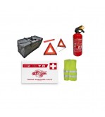 Kit siguranta auto complet trusa cutie alba 2 triunghiuri vesta geanta stingator fara manometru